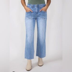 Mica High-Rise Light Wash Clean Cropped Wide Leg Jeans for Women (Size 30)